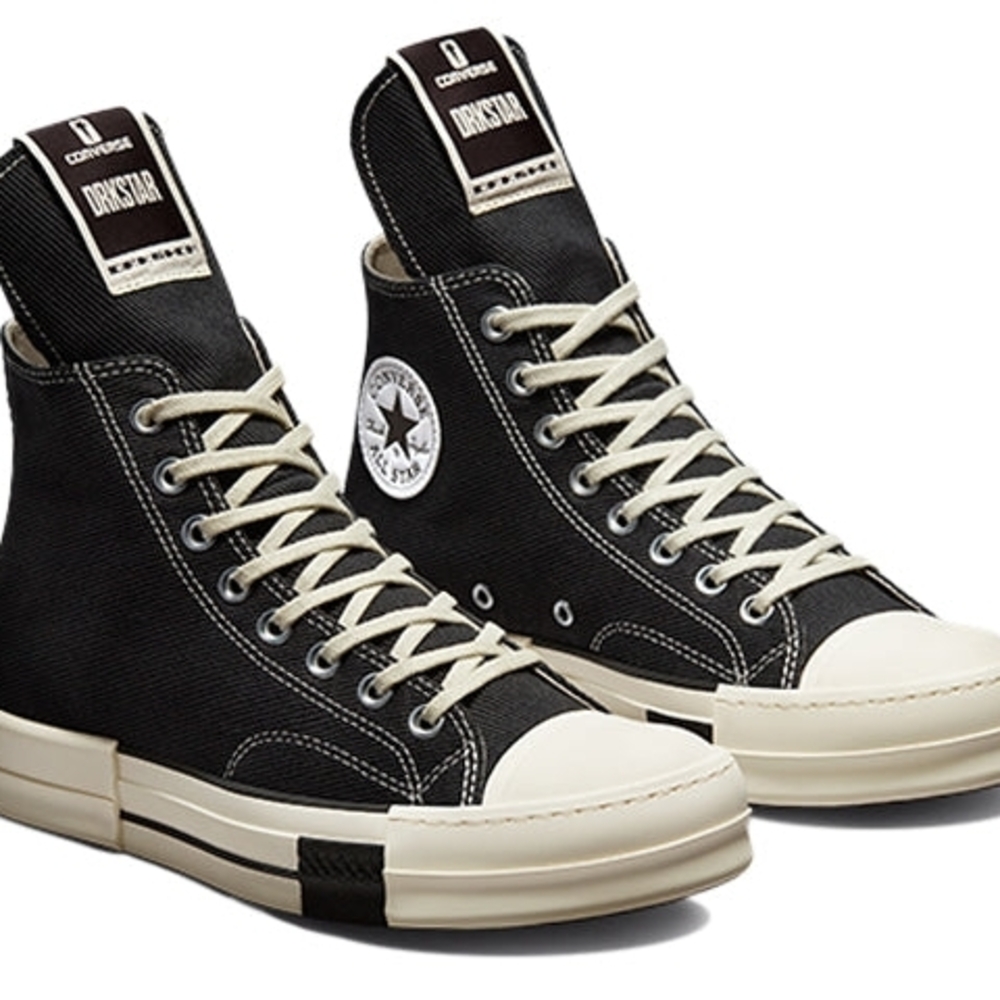Rick Owens Black and White High-Top Sneakers